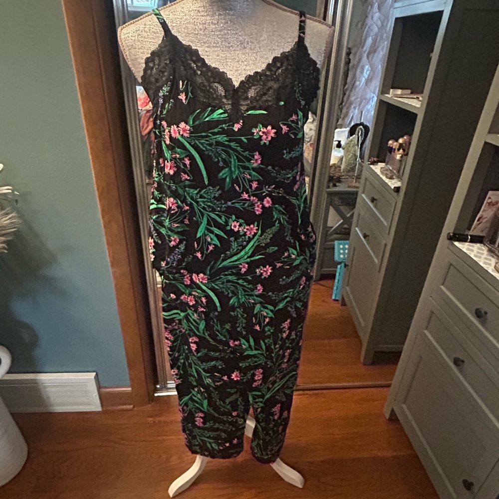 Floral Lace Trim Sleepwear Set